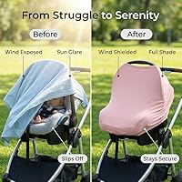 Vista 3 de MOZAH Funda Multiusos para Bebé: Fundas para Asiento de Carro 9 en 1, Cubierta de Dosel, Cubierta Transpirable para Lactancia, Funda para Cochecito