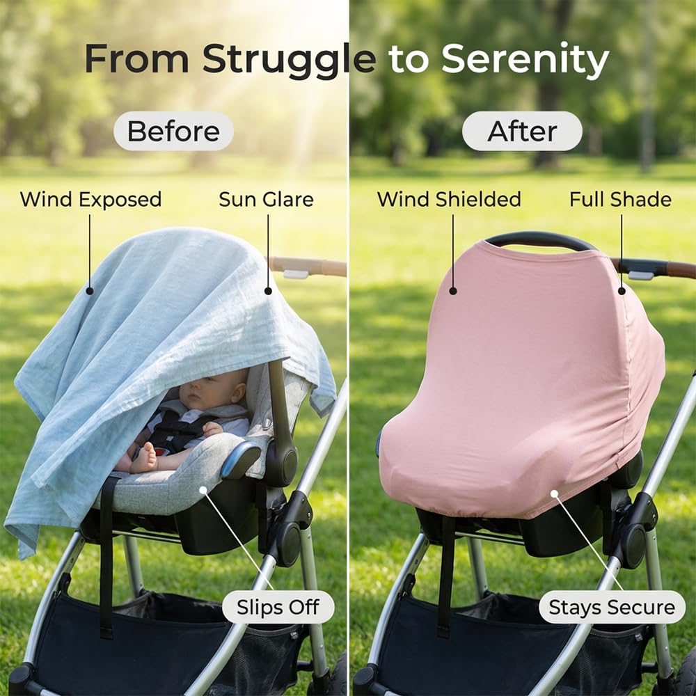 MOZAH Funda multiusos para bebé: fundas de asiento de coche 9 en 1 para bebés, funda de lactancia para lactancia materna y más, funda de asiento de coche ultrasuave y elástica (verde romano)