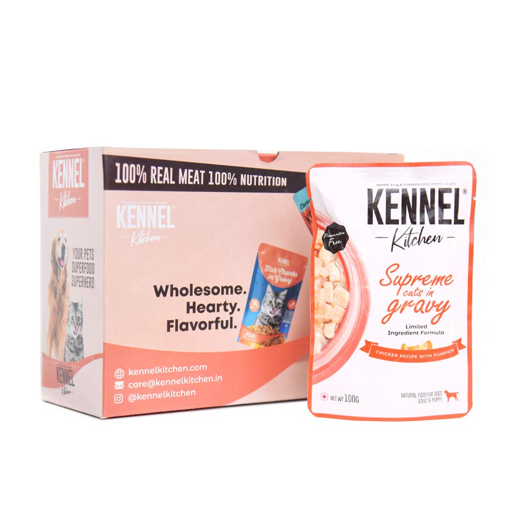 Kennel Kitchen Supreme Cuts in Gravy, Wet Dog Food- Chicken with Pumpkin - 100 GMS (Pack of 12) (B083SMRR56) Amazon Price History, Amazon Price Tracker