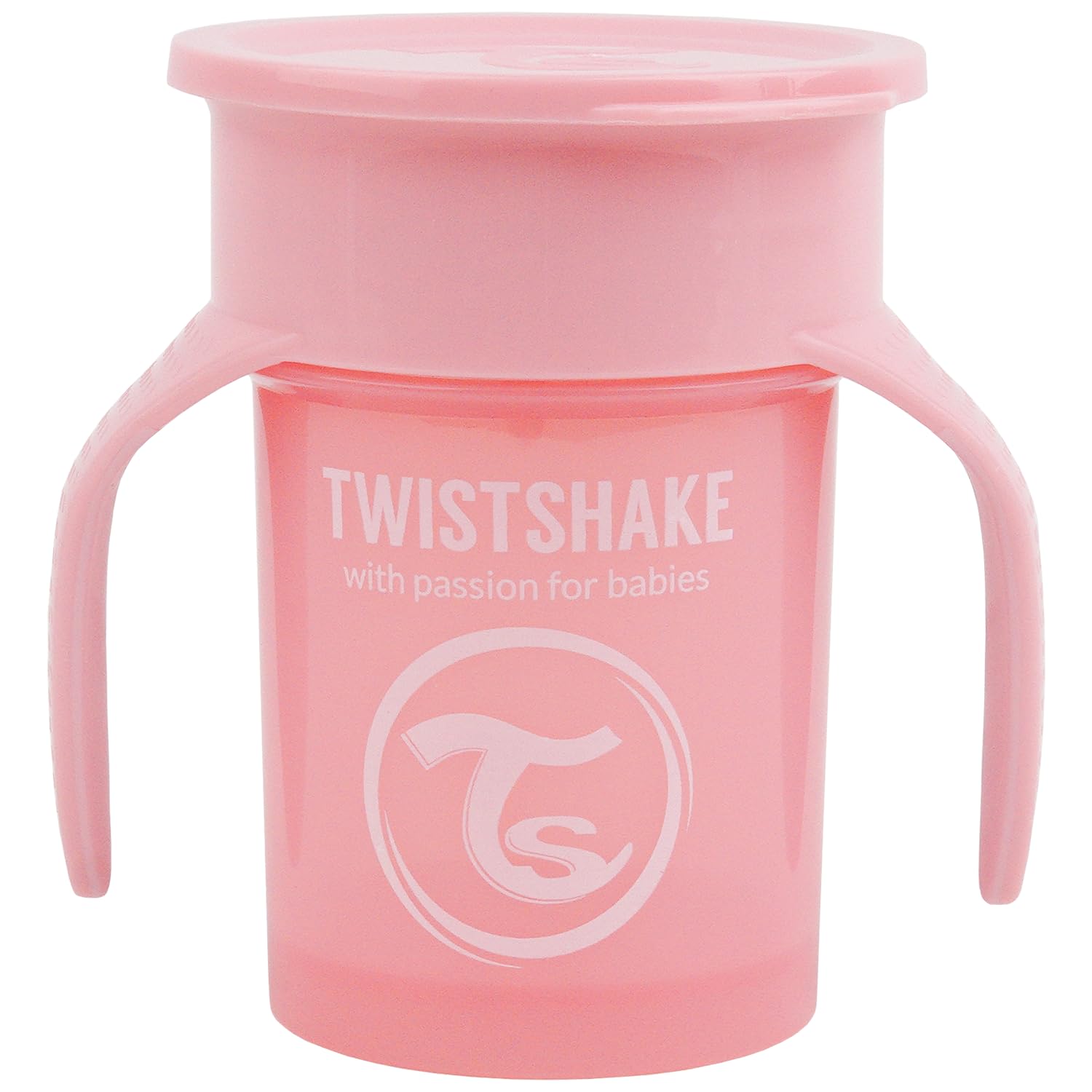 Twistshake 360 ​​Tasse | Baby-Schnabeltasse mit 360°-Trinkrand - 230 ml | Lernbecher für Kinder mit Henkeln | Auslaufsicherer Trinkbecher für Kleinkinder | BPA-frei | 6+ Monate | Rosa