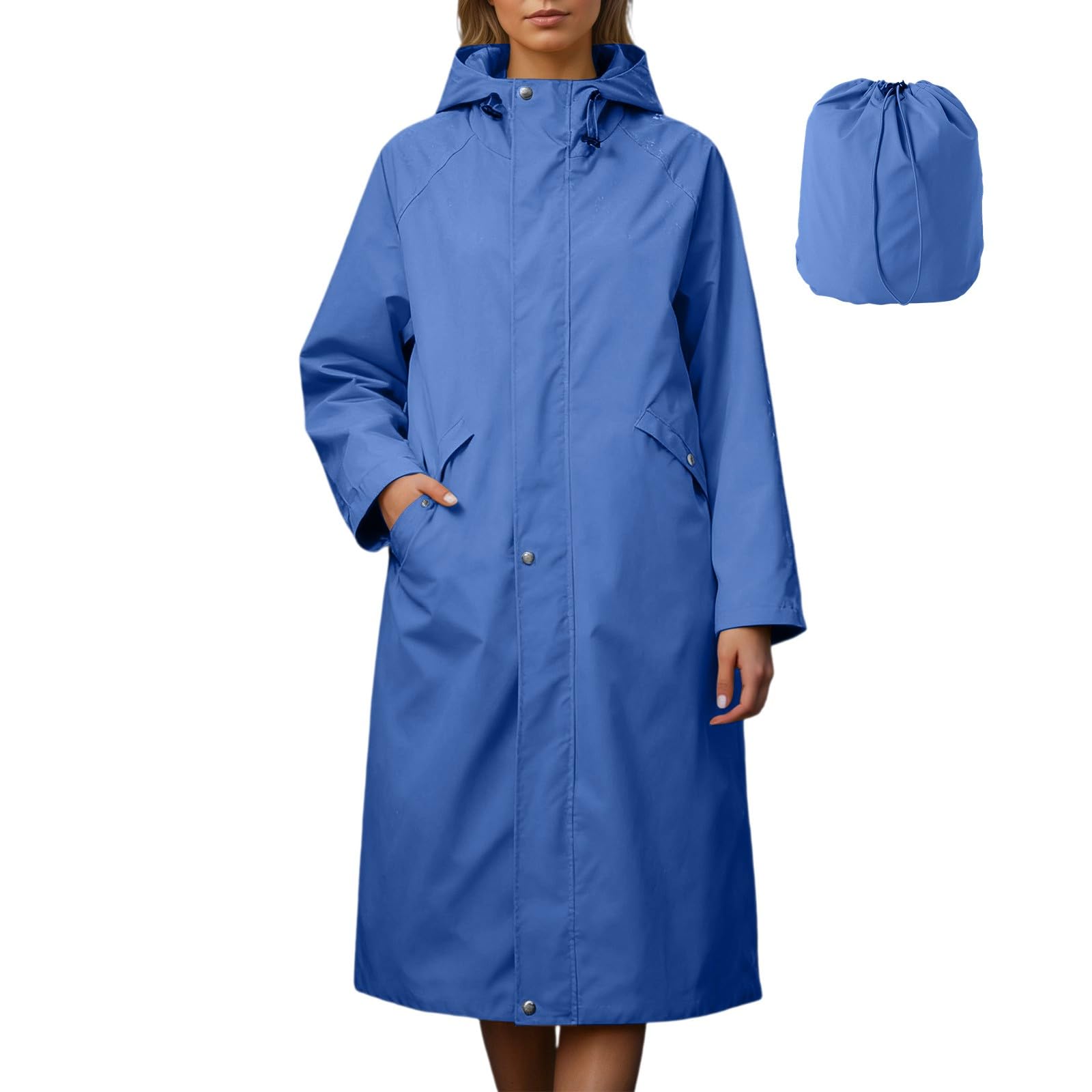 Generisch Cappotto impermeabile da uomo e donna, impermeabile, traspirante, parka impermeabile, per attività all'aperto, giacca a vento lungo, trench, giacca impermeabile ripiegabile, giacca softshell