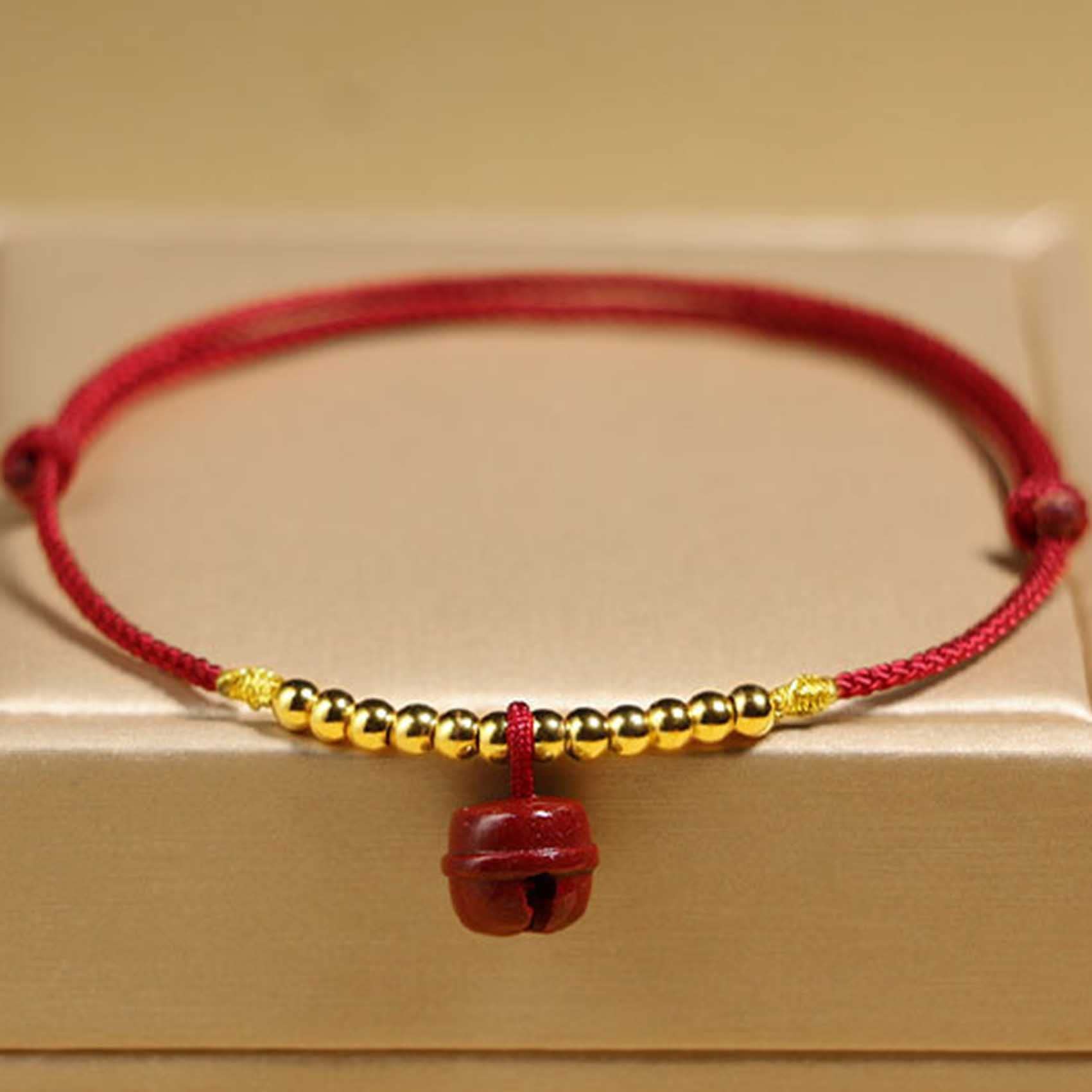 Pulsera Feng, Feng Shui Hilo Rojo Tobillo Cinabrio Campana Colgante Amuleto De La Suerte Cordón Hecho A Mano Pulsera De Pie Joyería De Amuleto De La Fortuna Ajustable Tobillera para Mujer