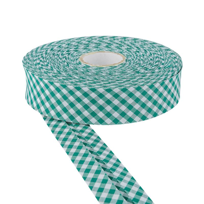 DLF 30mm Cotton Gingham Bias Binding Tape |Double Fold– 5m & 25m Options |Soft Edging for Sewing, Bunting, Crafts, Quilting, Piping & Garment Finishing(Bottle Green, 5m)