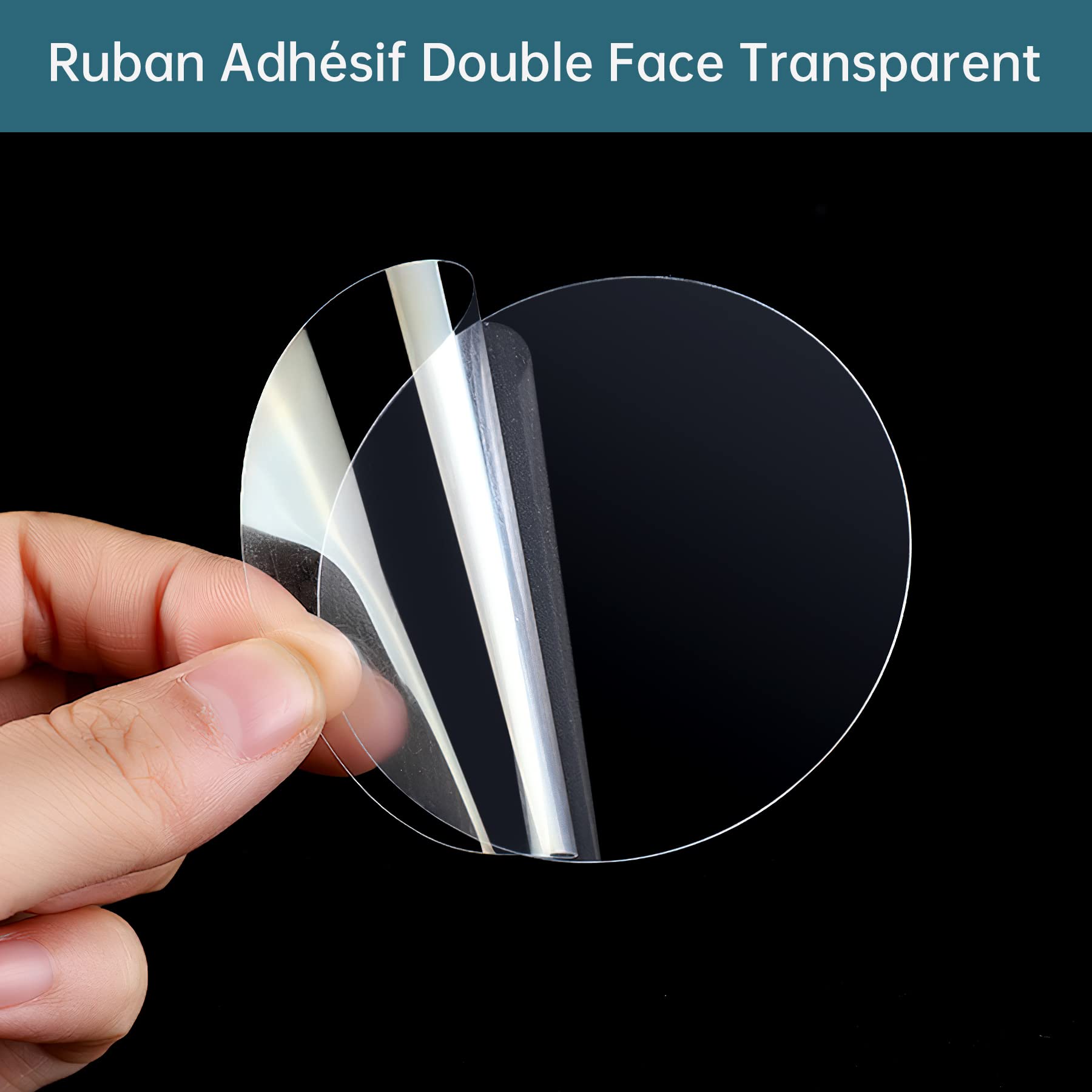Ruban Adhésif Double Face Rond Extra Fort 50 mm 24 pcs Nano Tape Réutilisable Transparent