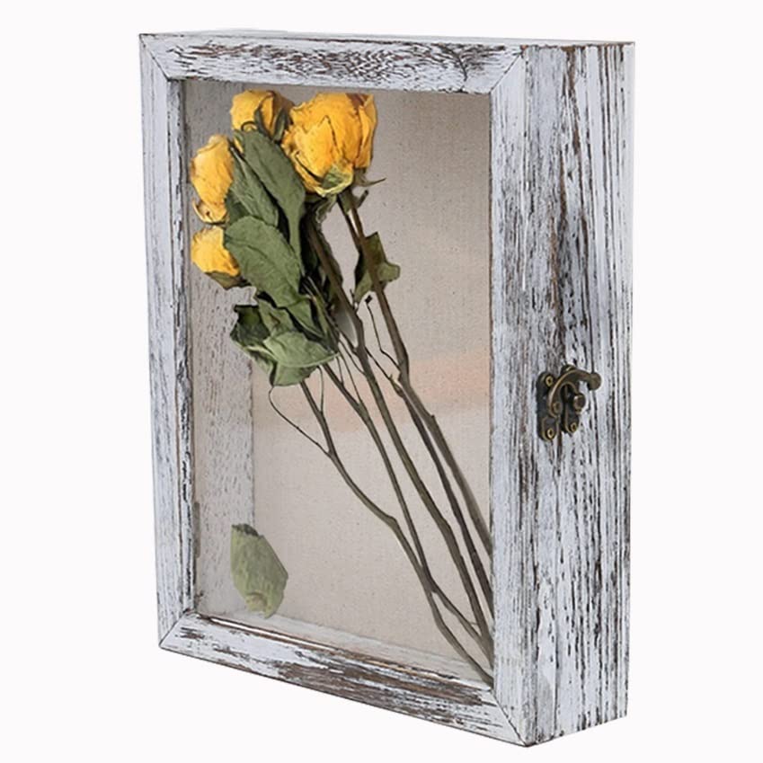 Fotolijsten 3D Bloemen Fotolijst 4cm Diepe Schaduw Doos Frames Boeket Display Bloem Case Diep Voor Bruiloft Party Decor Memory fotolijsten Fotolijst Kleur: Zwart frame, Maat: 20 x 25 cm 10 inch