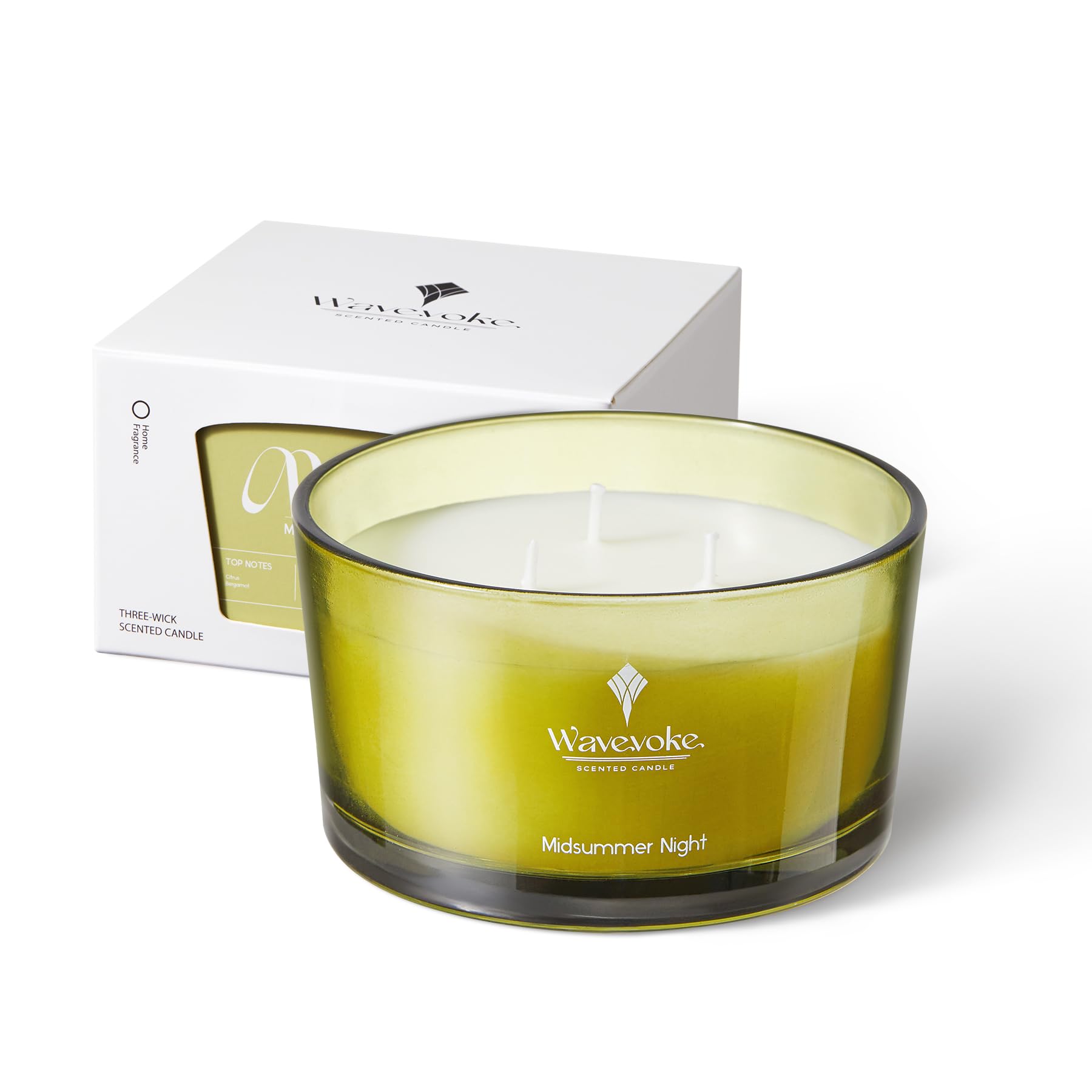Wavevoke-Summer Scent Midsummer Night 8.11 Oz Candle - Natural 3-Wick Soy for Home | Prolonged Relaxation, Brown, MX2-230-ER