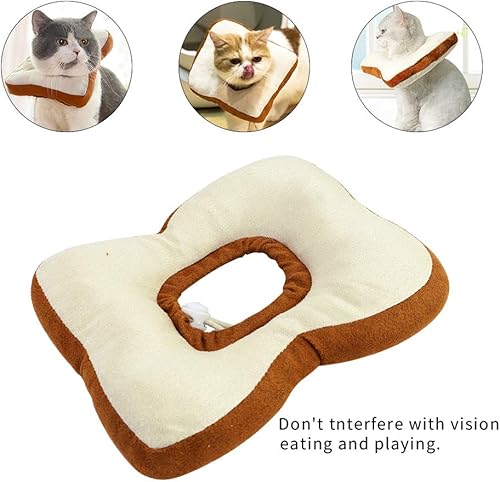 Miniatura 4 de 2 conos de algodón suaves y lindos para gatos, cono de cuello de aguacate después de la cirugía, collar ajustable de pan tostado, collar isabelino
