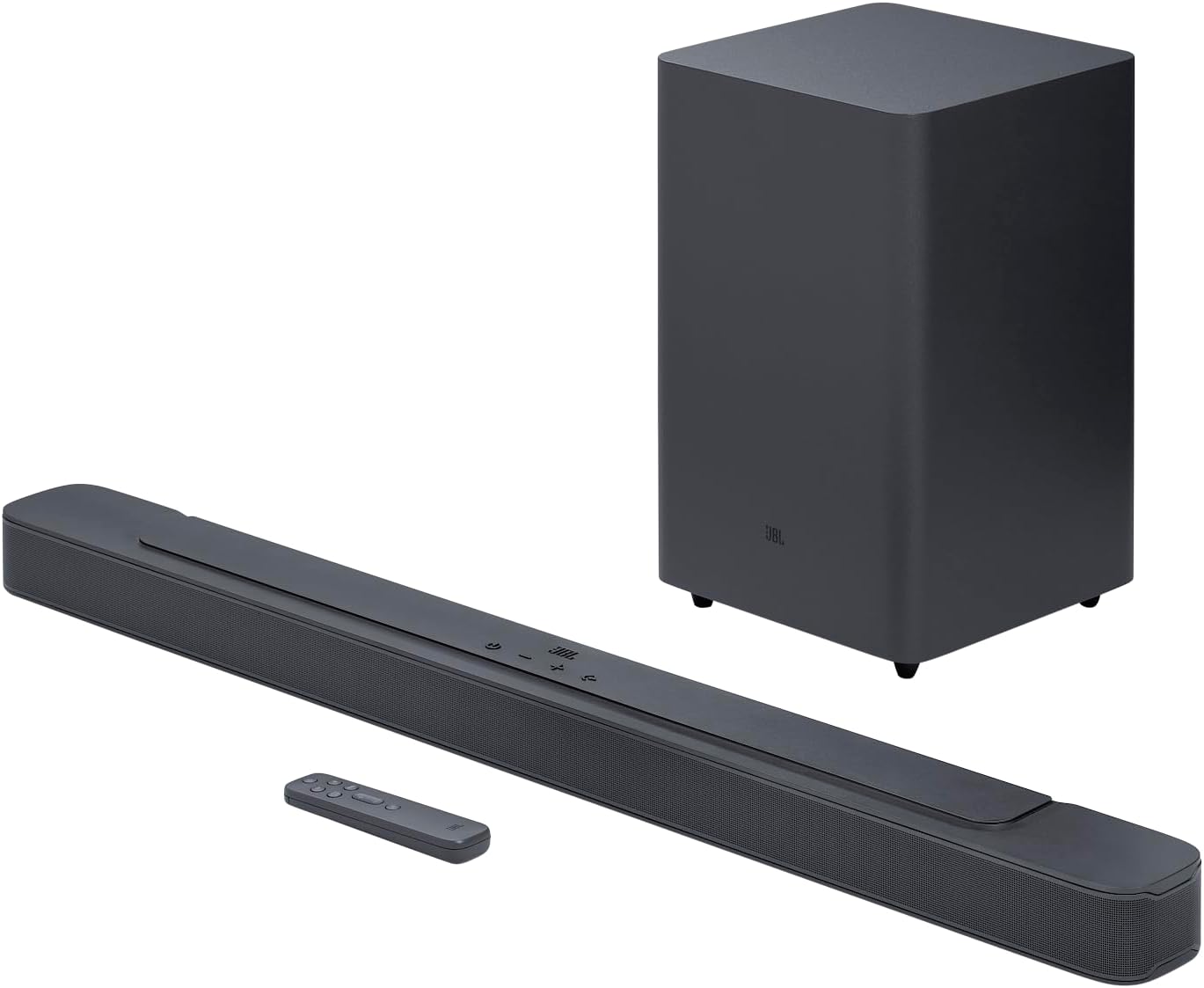 JBL BAR 2.1 Deep Bass MK2 Barra de sonido de 2.1 canales para TV inalámbrica y subwoofer, mando a distancia, JBL Surround, graves profundos, Dolby Digital, HDMI ARC y conexión óptica, 300 W, negro