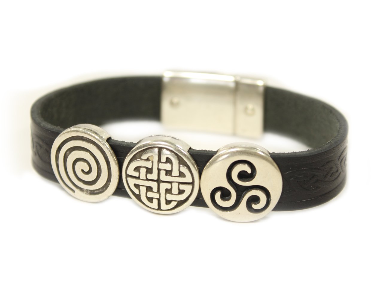 Biddy Murphy Celtic Leather Bracelet Irish Charms Two Sizes Made in Ireland