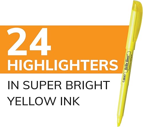 Miniatura 2 de Rotuladores punta de cincel colores surtidos BIC Brite Liner 24 unidades Amarillo
