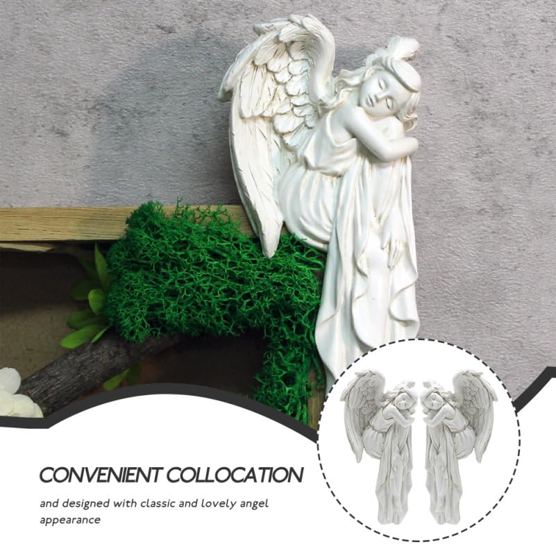 DOITOOL Türrahmendekoration Engel 2Er Set Schlafende Engel Figuren Aus Resin Klassische Engelsornamente Für Wohnkultur Fensterdeko Und Weihnachtsdeko Links Und Rechts 6.30X3.15X1.46 Zoll