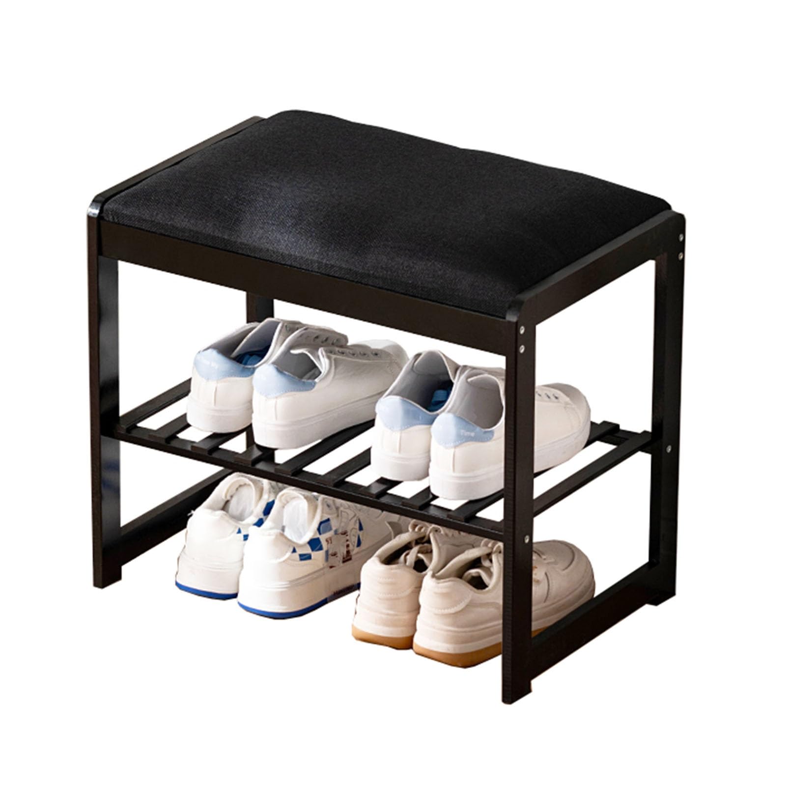 Meuble à chaussures avec tabouret intégré et étagère d'entrée bois 50 cm