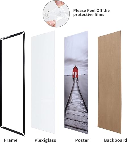 Miniatura 8 de ELSKER&HOME Paquete de 9 marcos para póster de 24 x 36 pulgadas, color negro para montaje en pared horizontal o vertical, duradero y resistente a