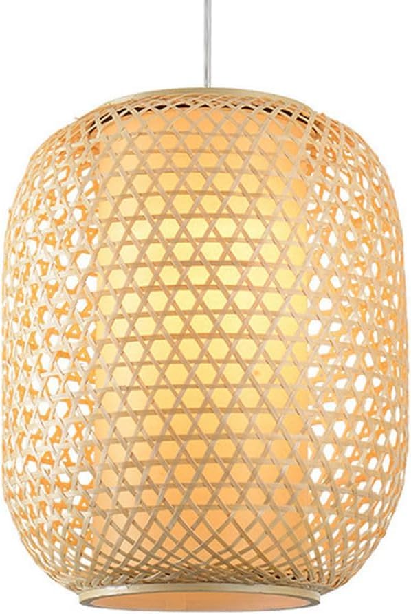 Panier en bambou en osier naturel ajouré pour lustre suspendu base E27