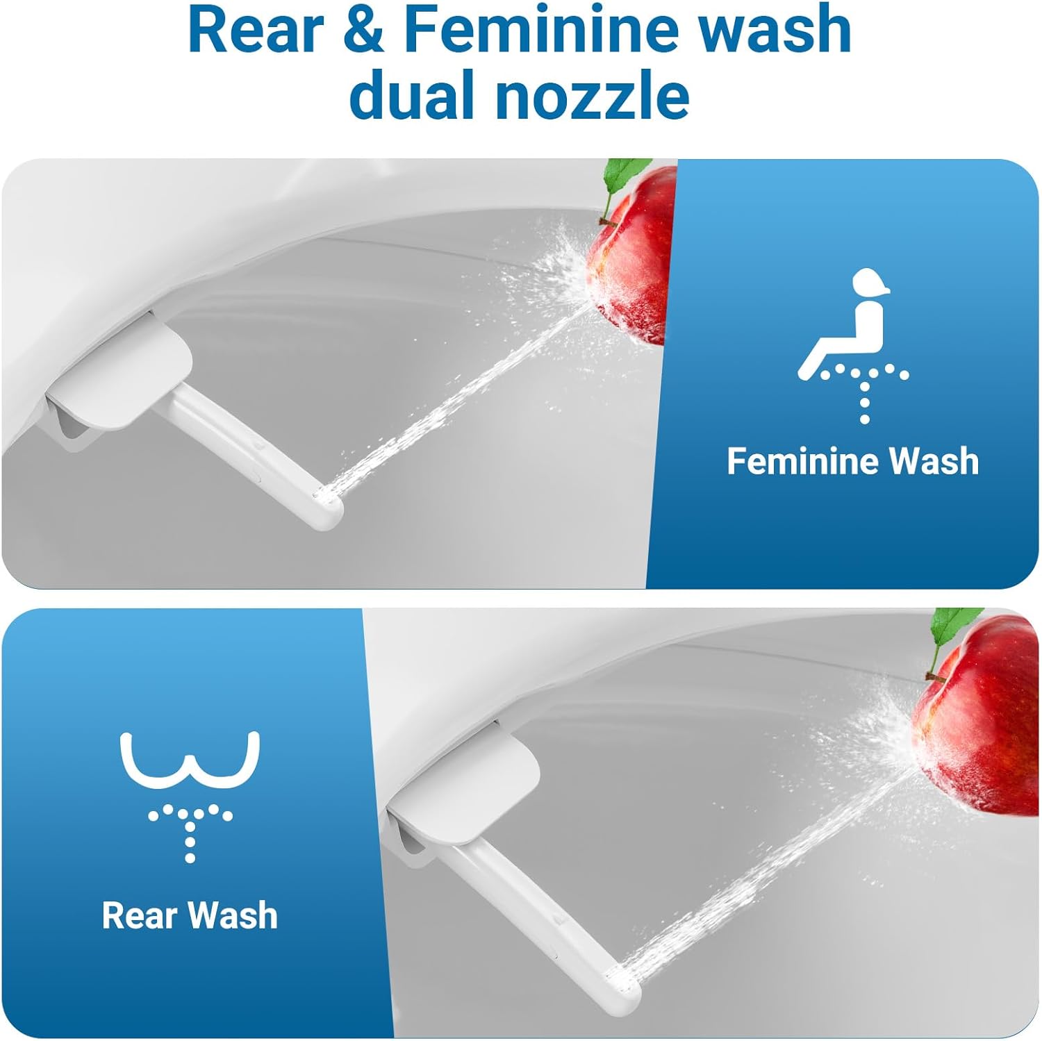 Bidet Toilet Seat Round, Non-Electric Bidet Attachment for Toilet with Self-Cleaning Nozzle, Adjustable Water Pressure, White PP Material, Easy to Install Toilet Seat Bidet for Bathroom Use - Image 3