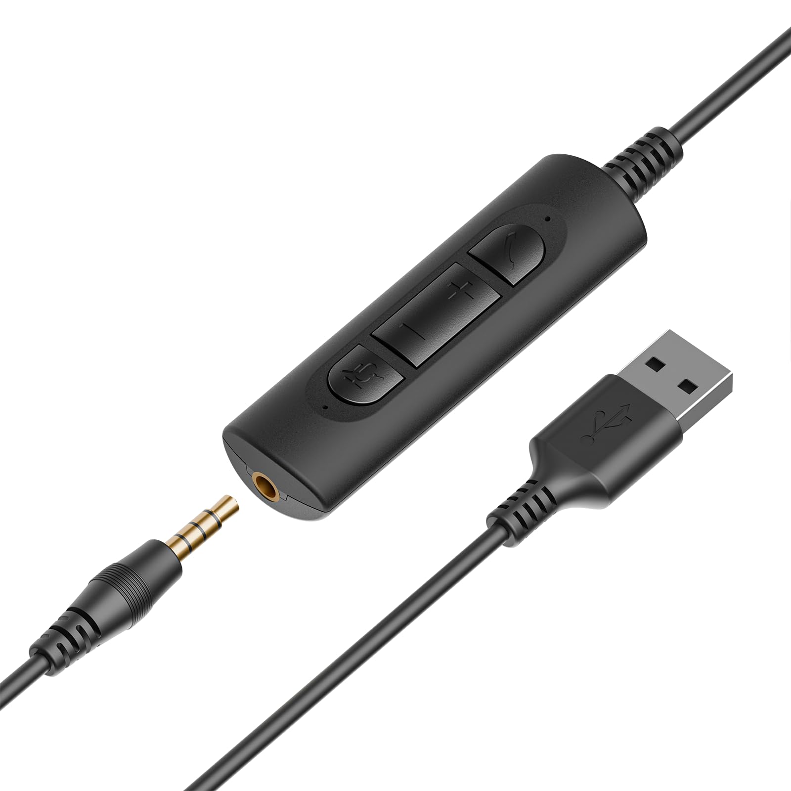 UC35 zestaw słuchawkowy stereo z kablem – USB i wtyczka jack 3,5 mm, podwójny mikrofon z redukcją szumów, głośnik HD 40 mm, sterowanie inline, lekki do biura i domu