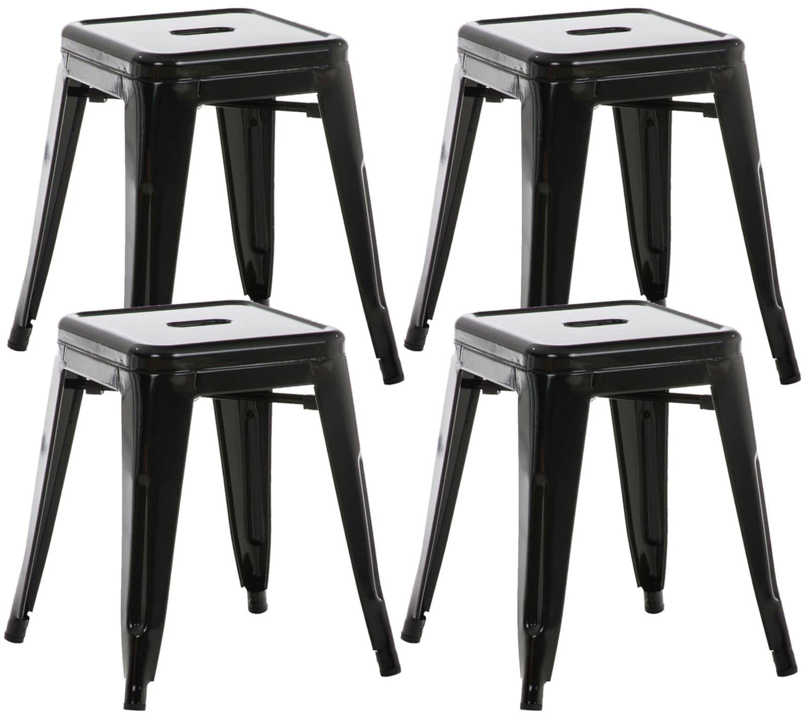 CLP Set 4 Panchetti Impilabili Armin In Metallo I Sgabelli Bar Industriali Senza Schienale Alt. 46 CM I Carico Max 200 KG | Colore nero