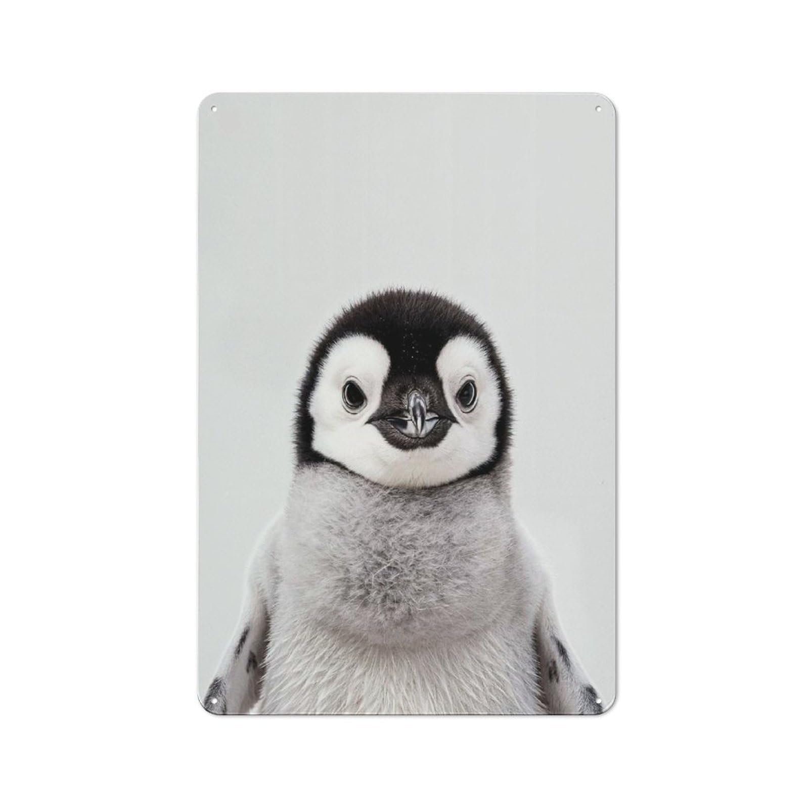 Junmoney Style Cute Baby Penguin Rustic Metal Sign 30X20cm For Pub Or Café, For Collectors Of Rustic Metal Wall Decor