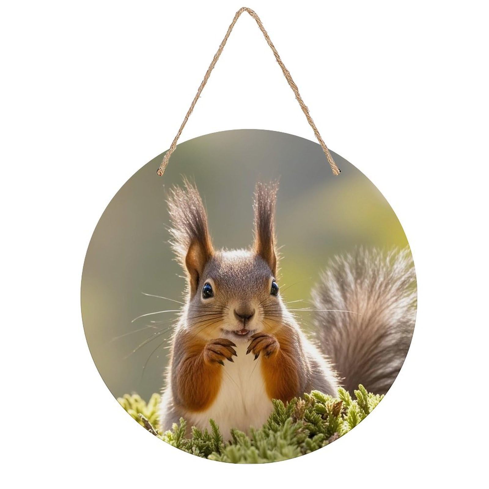 FekiLoot Squirrel Funny Animal Welcome Sign Wall Decor Welcome Round Wood Hanging Signs Decoration Farmhouse Wall Sign Wall Plaque Funny Decor Door Hanger for Front Door Porch Office