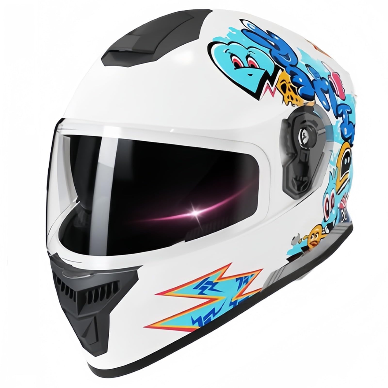 Caschi Integrali Da Moto Per Bambini, Giovani, Alla Moda, Per Moto, Scooter,Quattro Ruote, Caschi Per Ragazzi E Ragazze, Omologati ECE Per Ragazzi E Ragazze Dai 4 Ai 12 Anni 3,50-58cm