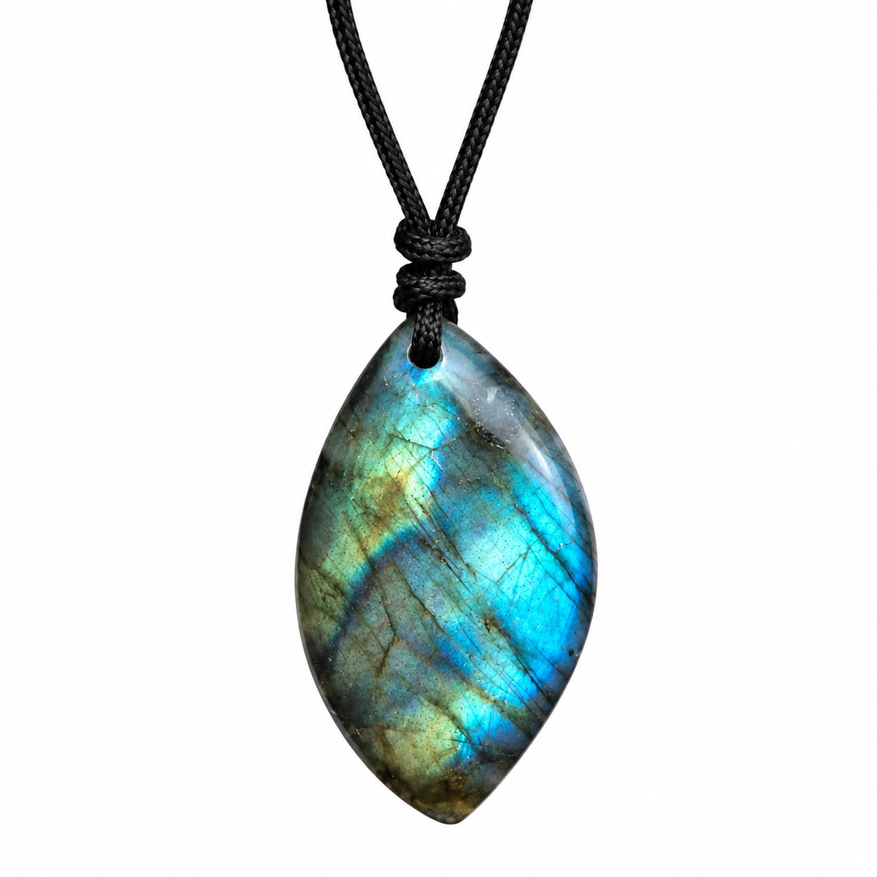 Collana in labradorite naturale, pietra naturale, ciondolo irregolare con cordino regolabile, gioiello energetico per uomini e donne