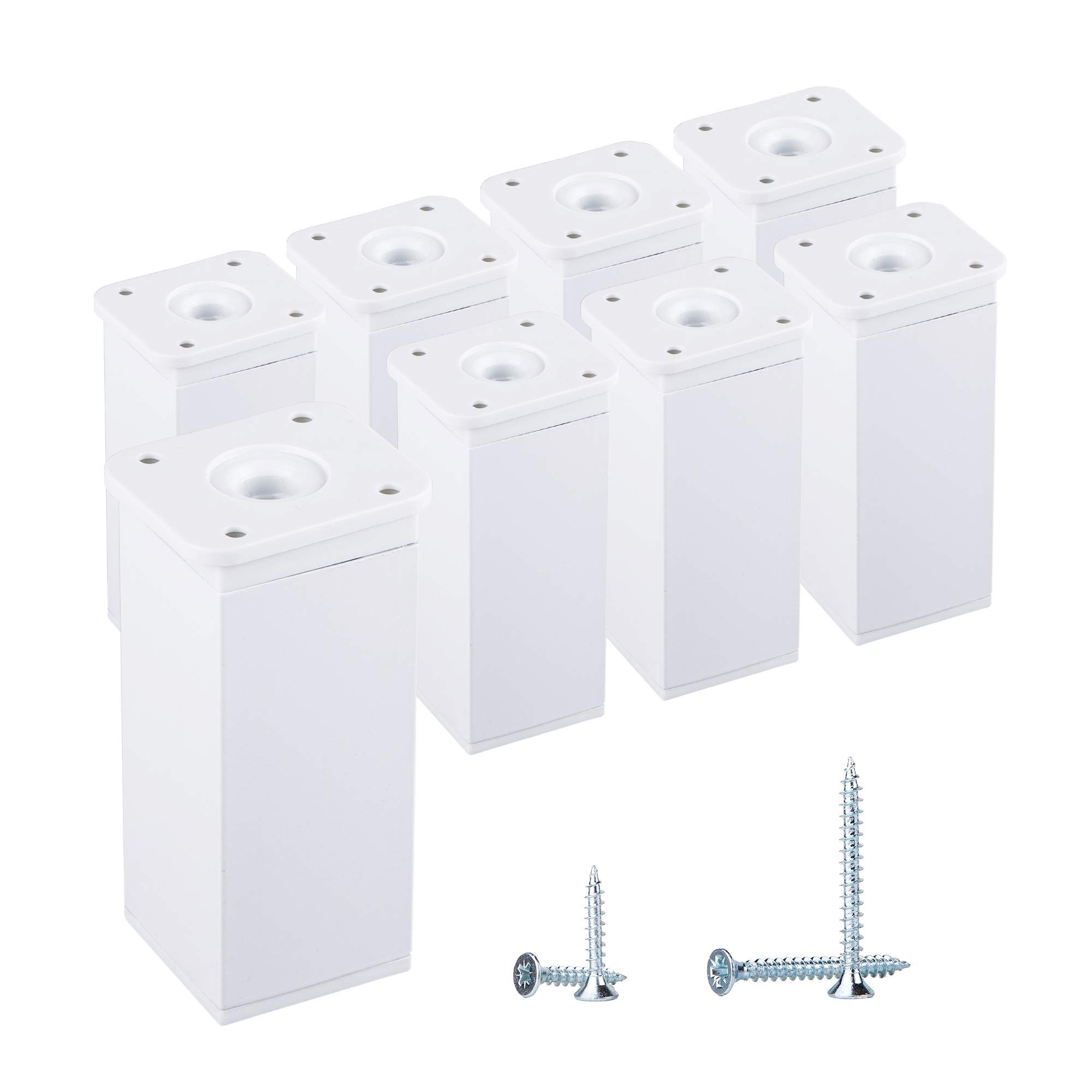 Patas de muebles blancas regulables en aluminio y plástico con perfil angular de 40x40 mm