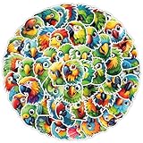 50 Pcs Colourful Parrot Stickers Pack for Kids Teens Adults, Cute Parrot Waterproof Vinyl Stickers for Laptop Phone Case Guitar Skateboard Helmet Bike Car