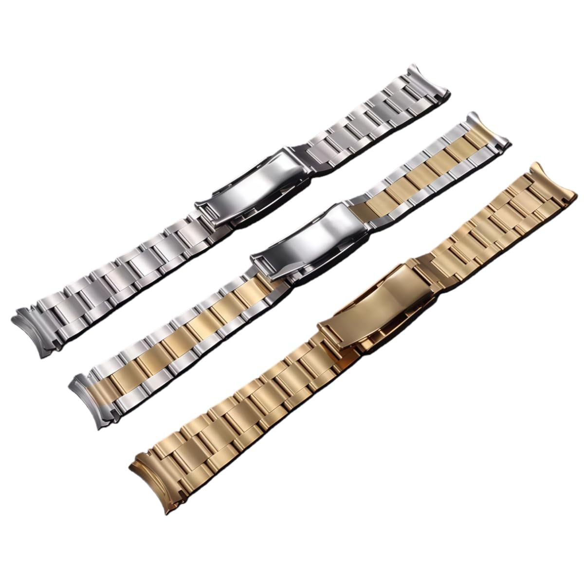 Cinturino Orologio Acciaio Inossidabile Bracciale Metallo Ricambio Oyster Maglie Attacco Curvo Argentato per Rolex GMT-Master