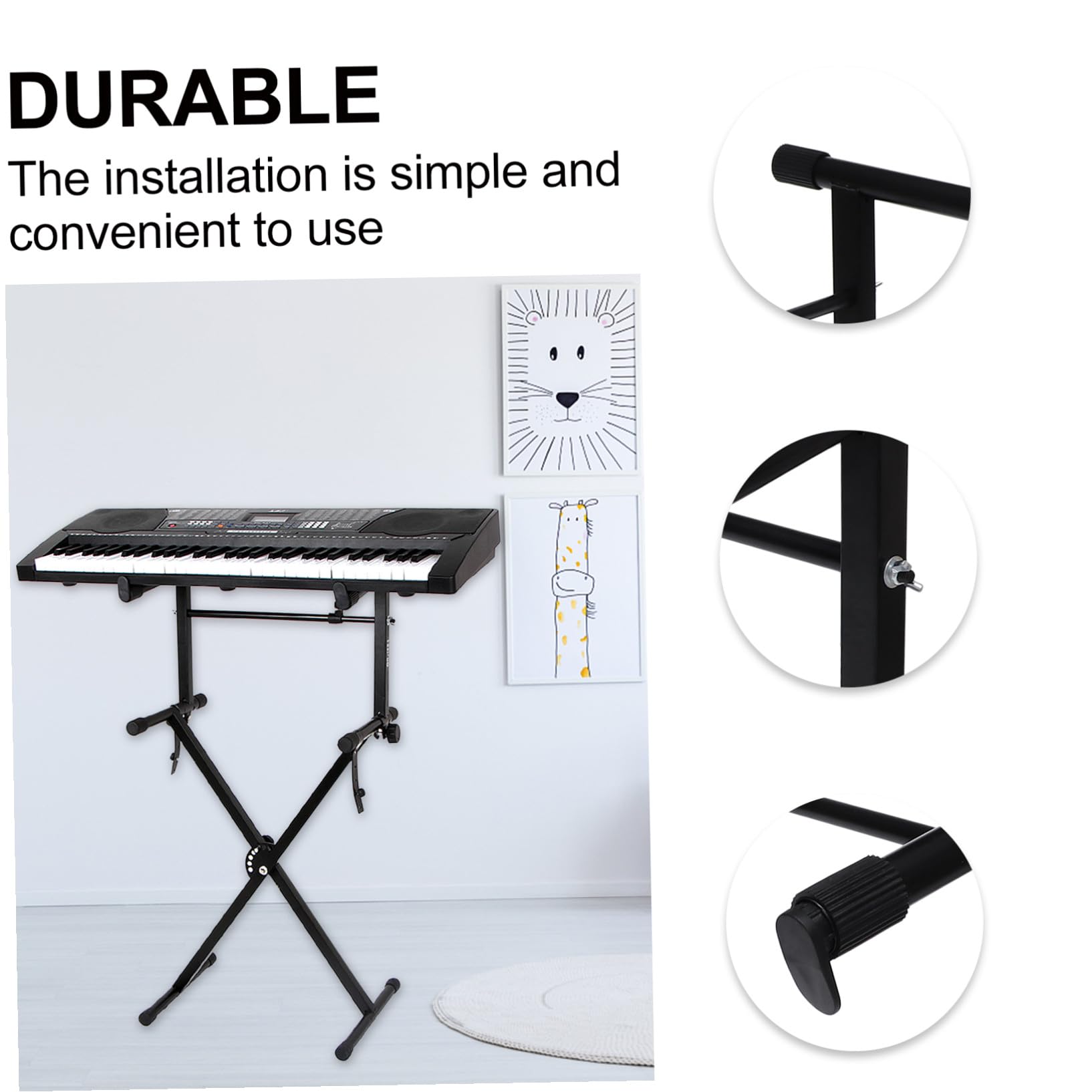 SOLUSTRE Soporte Aleatorio Reforzadas Teclado Electrónico para Doble Patas de Estilo Hierro Goma , Fácil Instalación Protección y Piano Digital en Estudios y Escenarios