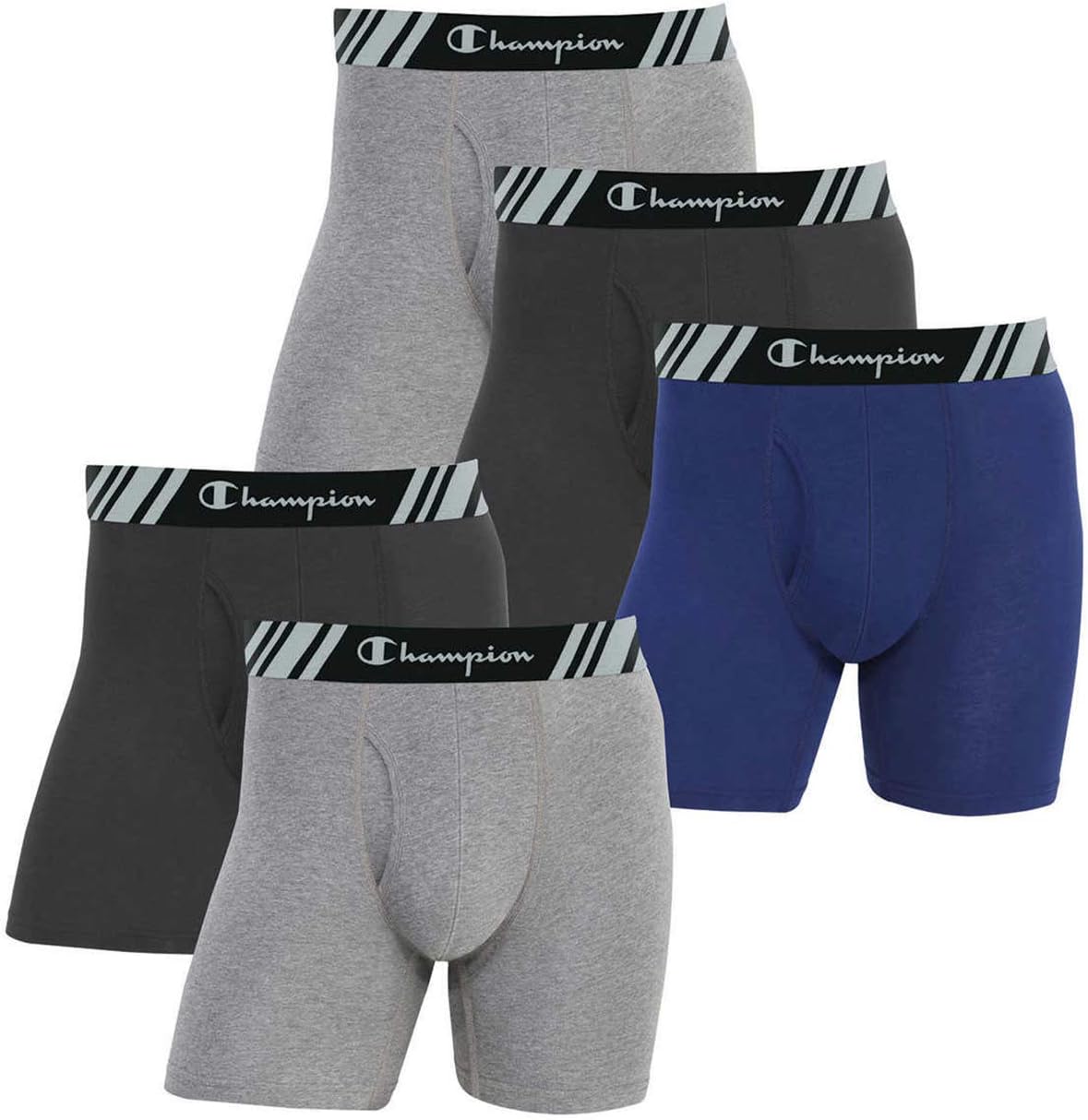 Champion Men's Boxer Briefs All Day Comfort No Ride Up Double Dry X-Temp 4 Pack