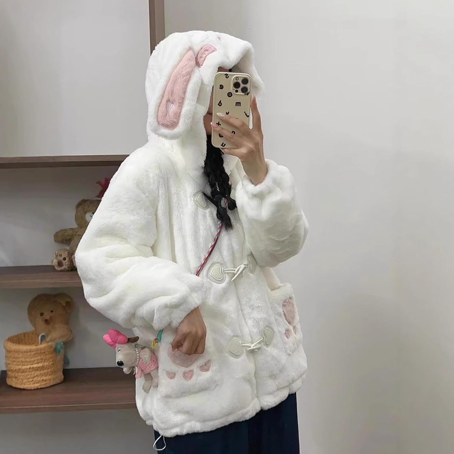 Lolita Kawaii Zip Up Bunny Hoodie Women Fuzzy Fleece Ghana Ubuy