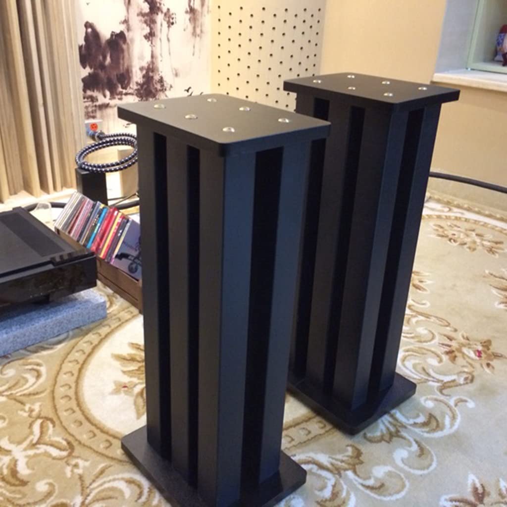 Feet Speaker Stand Speaker Stand, Bookshelf Audio Rack, Can Be Filled with Sand Solid Wood Metal Iron Surround Floor Stand (Color : Black, Size : 21 * 27 * 65cm)
