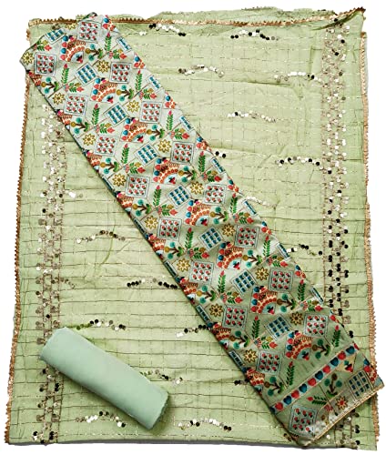 Image of AAHIRA Women's Printed Chanderi Unstitched Salwar Suit Dress Material With Sequins Work Dupatta(Free Size)