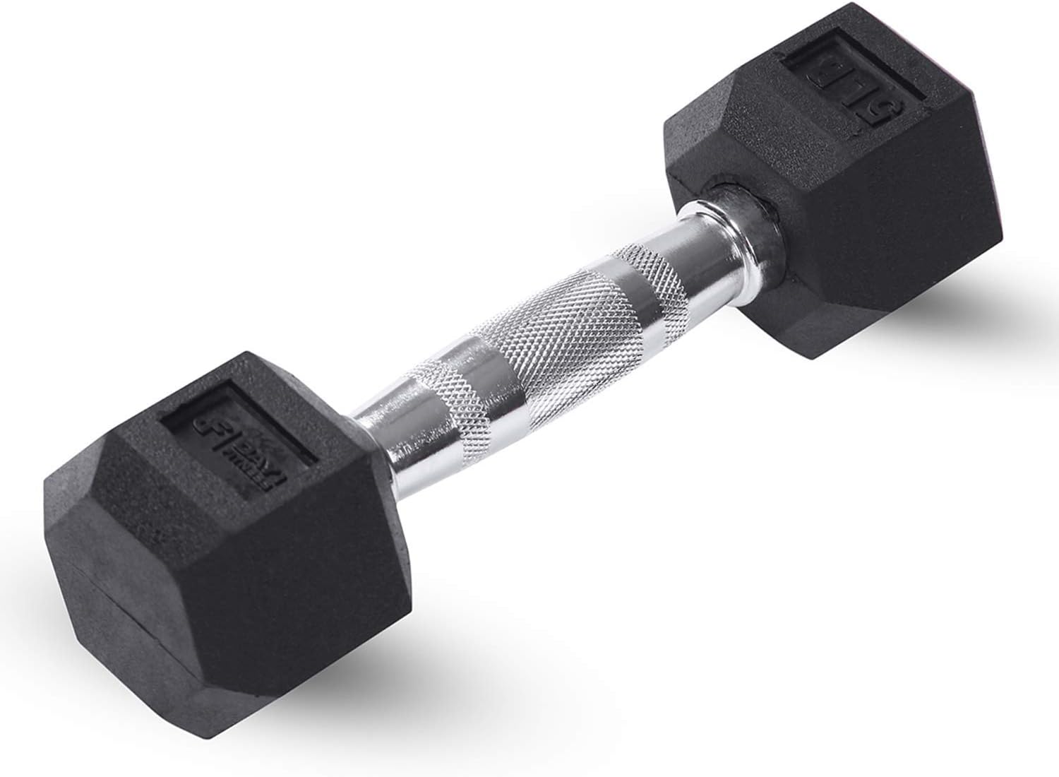 Day 1 Fitness Rubber Hex Dumbbell - 8 Size Options, 5lbs-40lbs - Hex Shaped Heads Prevent Rolling and Injury - Ergonomic Hand Weights for Exercise, Muscle, Strength and Weight Training