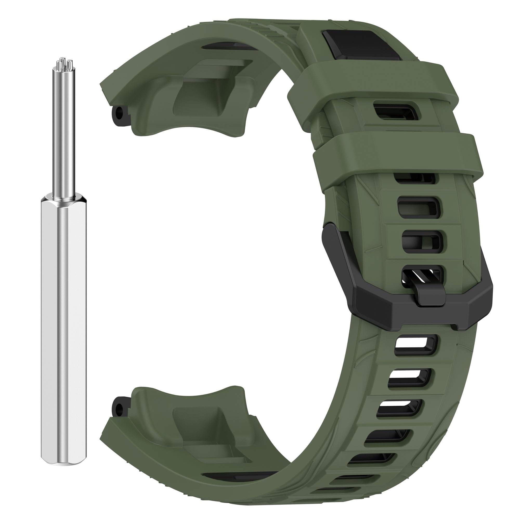 YODI Replacement Sporty Silicone Strap Quickfit Dual Tone Band For Amazfit T-Rex 3 Smart Watch Only For Men Women Boys and Girls Compatible with Amaz-fit TRex 3 [Not for Any Other Models] (GREEN-BLACK)-image-47