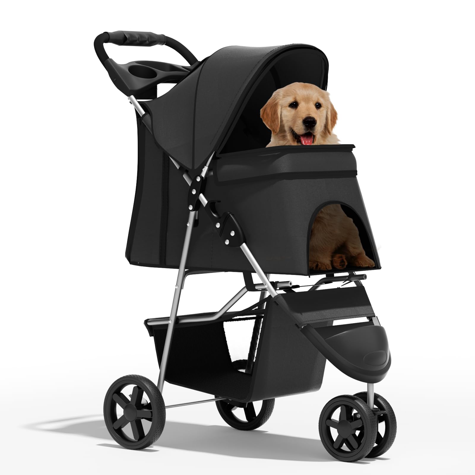 Pet Stroller for Small Dogs 10 lbs, Dog Stroller for Medium Dogs 30 lbs, Cat Strollers for 2 Cats, 3 Wheels Foldable Jogger Puppy Stroller with