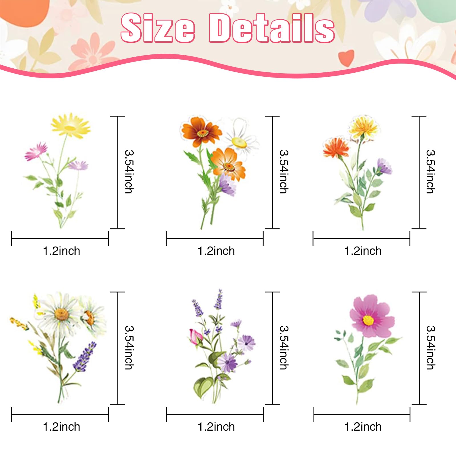 48PCS Wildflower Cupcake Toppers Birthday Party Baby Shower Baby In Bloom Decoration Cake Decor Flower Cake Toppers for Women Bridal Shower Wedding Party Decorations (48pcs Style4)