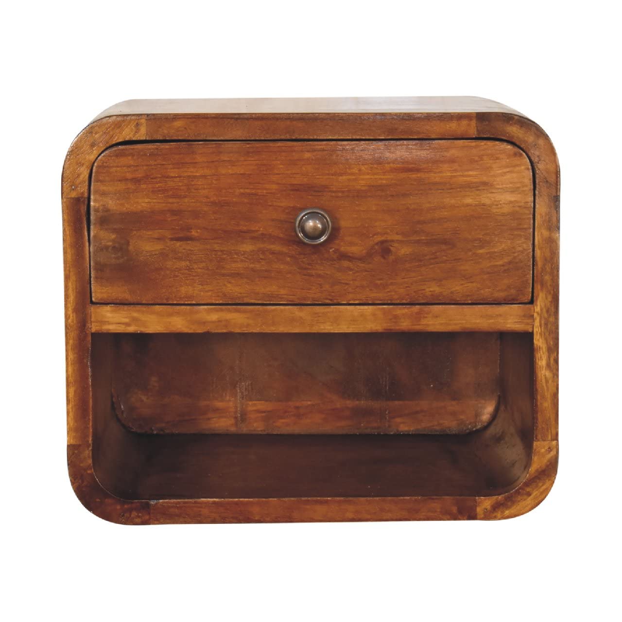 artisan FURNITURE Mini Curved Chestnut Wall Mounted Bedside with Open Slot IN3265-image-20