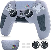 Vista 1 de ECHZOVE PS5 Controller Cover Case – 30th Anniversary Limited Edition Protective Silicone Skin for PlayStation 5 Controller, Anti-Slip, Gris claro