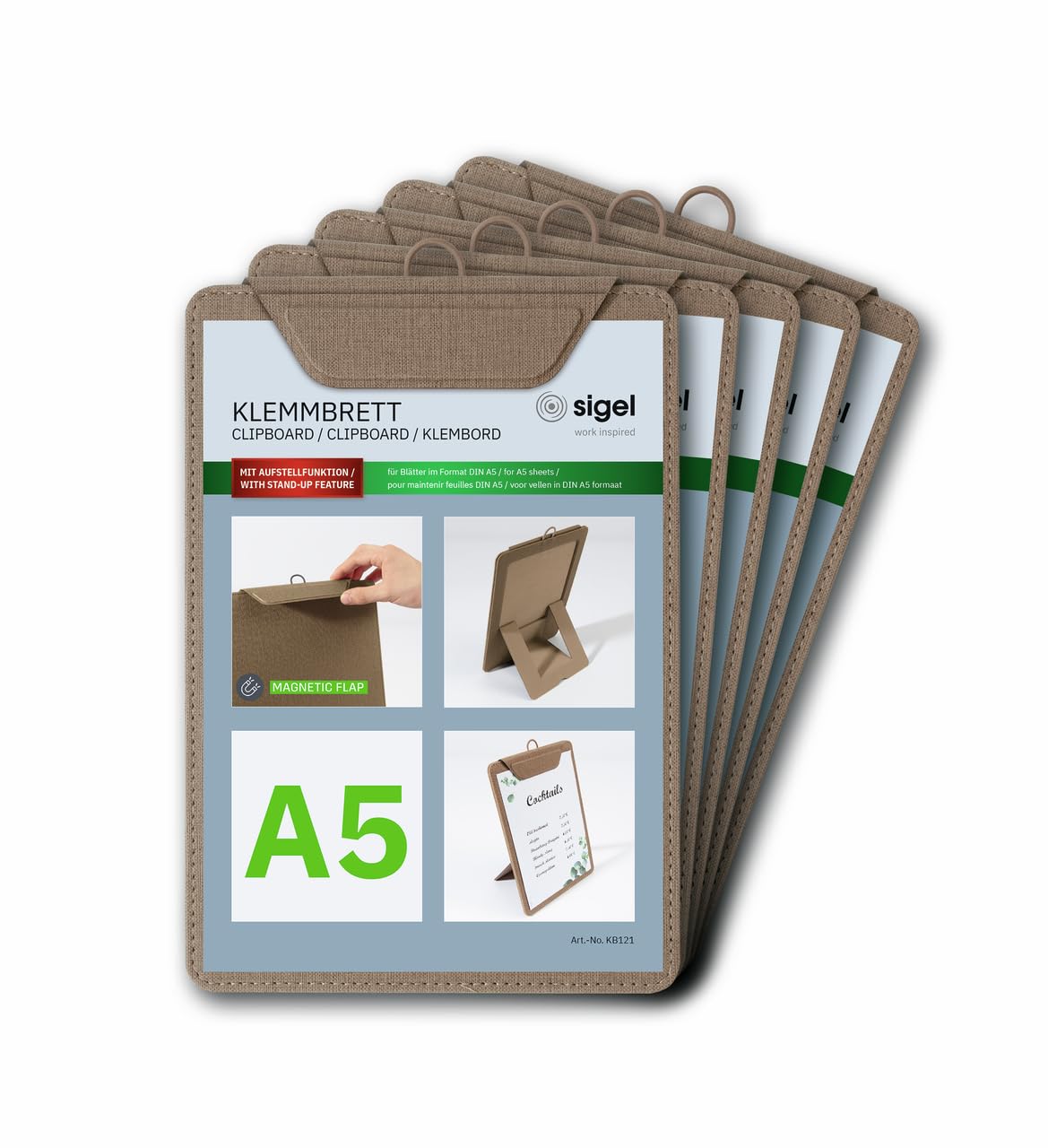 SIGEL KB121 Menu clipboard - 1 piece - A5 - Beige - Pack of 5