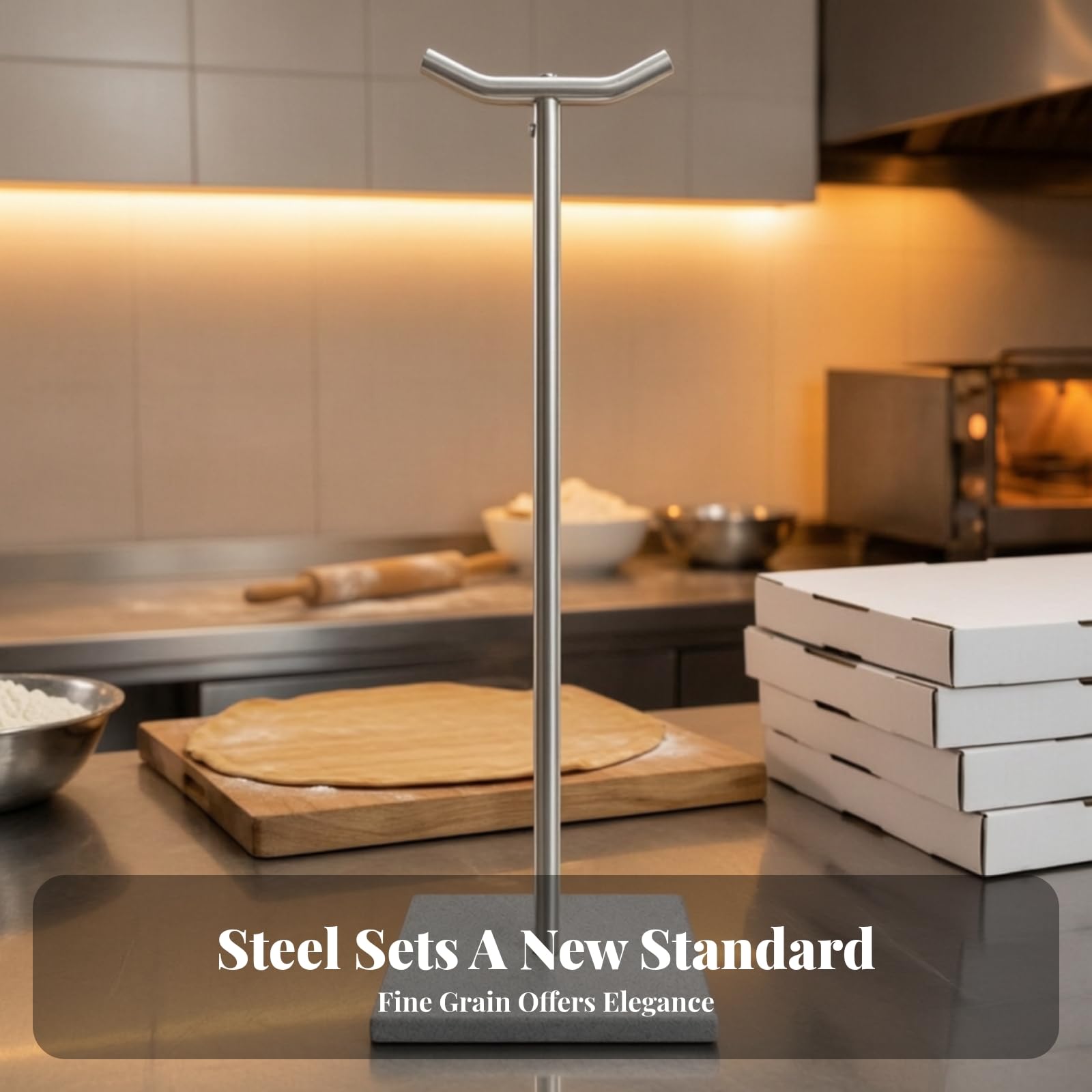 perfk Soporte para Mango Pala Anti Óxido | Diseño Vertical Compacto, Soporte para Pala Pizza, Resistente a la Corrosión, Pizzerías, Pizzeros