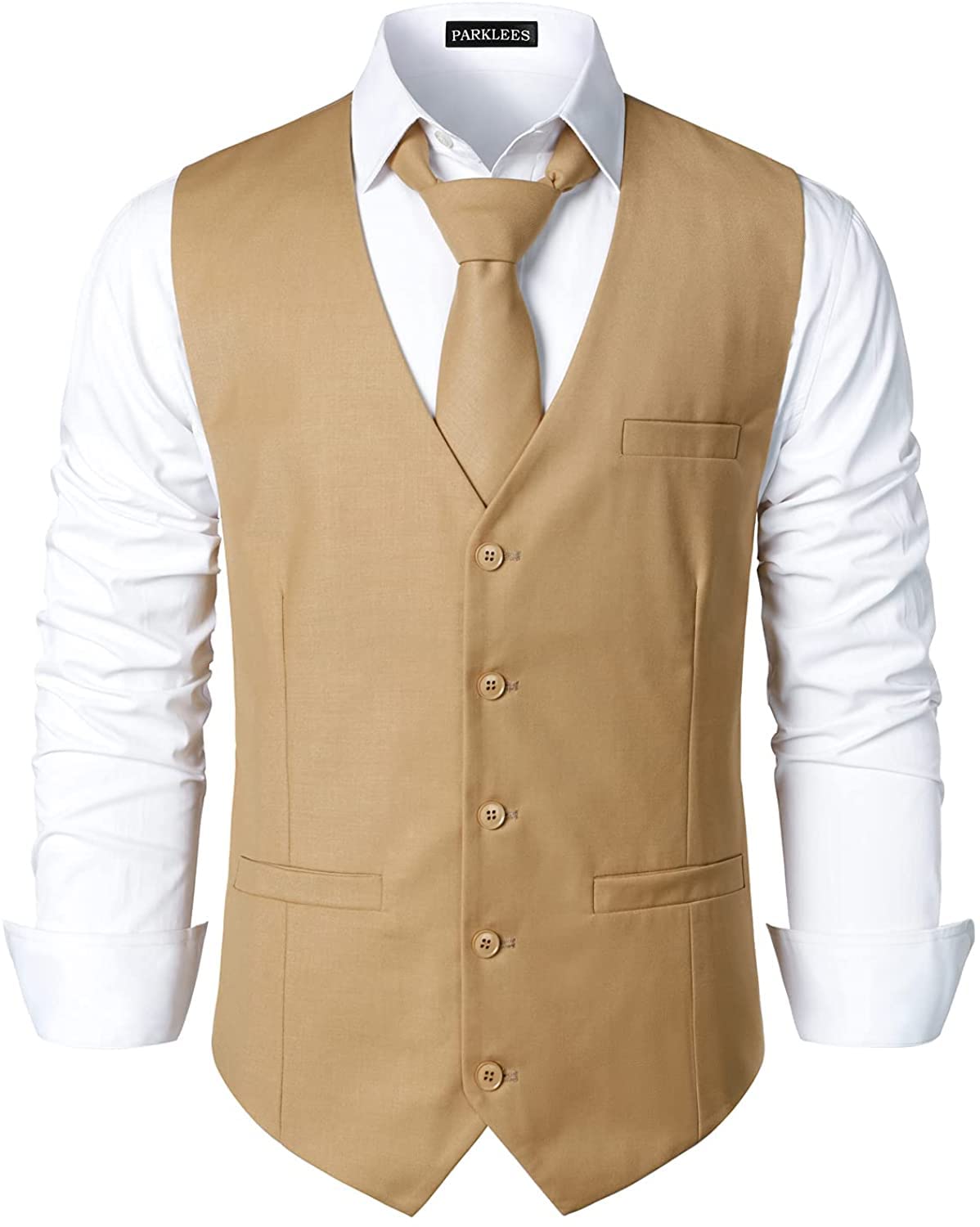 PARKLEES Chaleco de esmoquin para hombre, diseño urbano, para negocios, formal, ajustado, para hombre