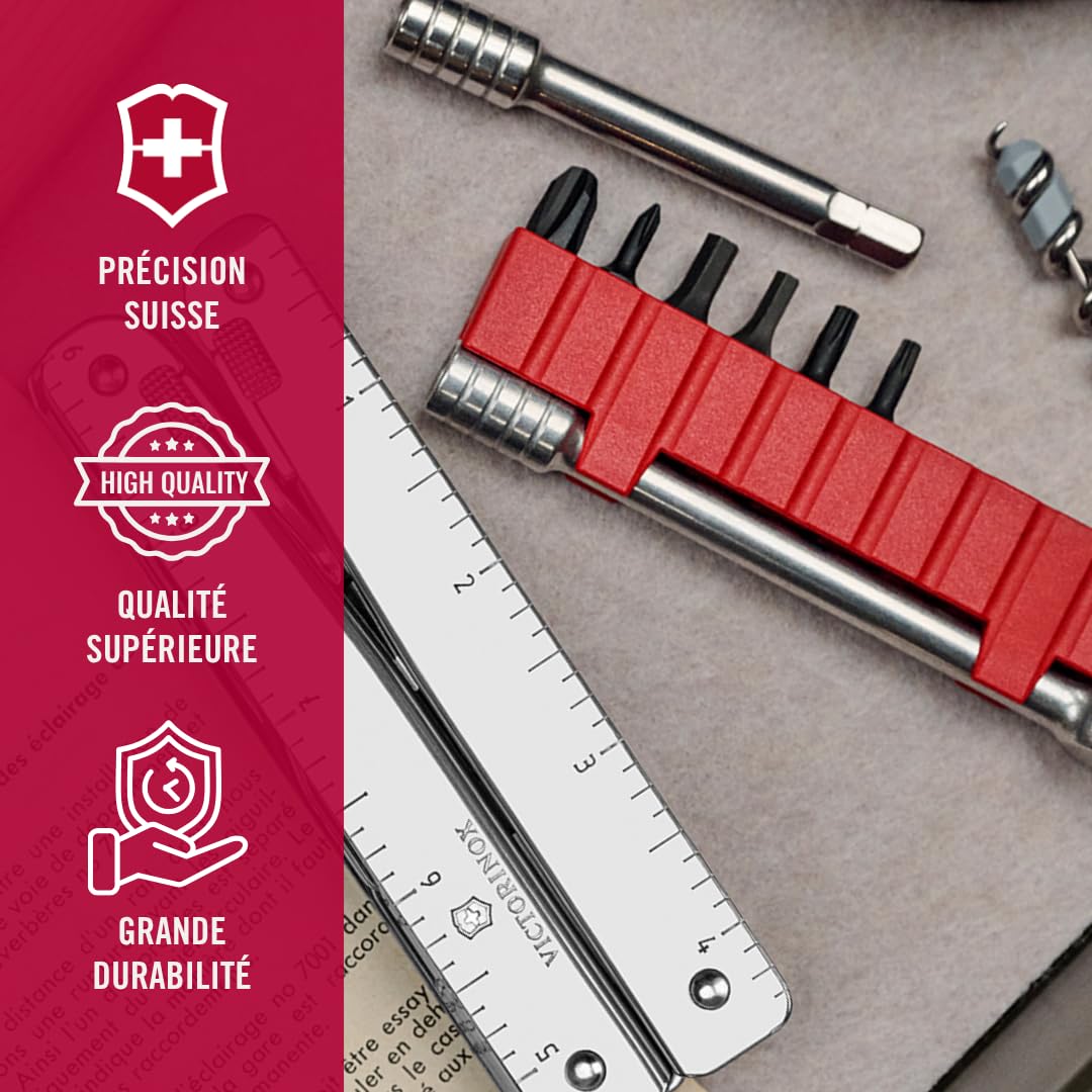 Victorinox Swiss Tool X Plus Couteau de Poche Suisse, Couteau Multifonction, 37 Fonctions, Tire Bouchon, Lame Fixe, Etui, Argent