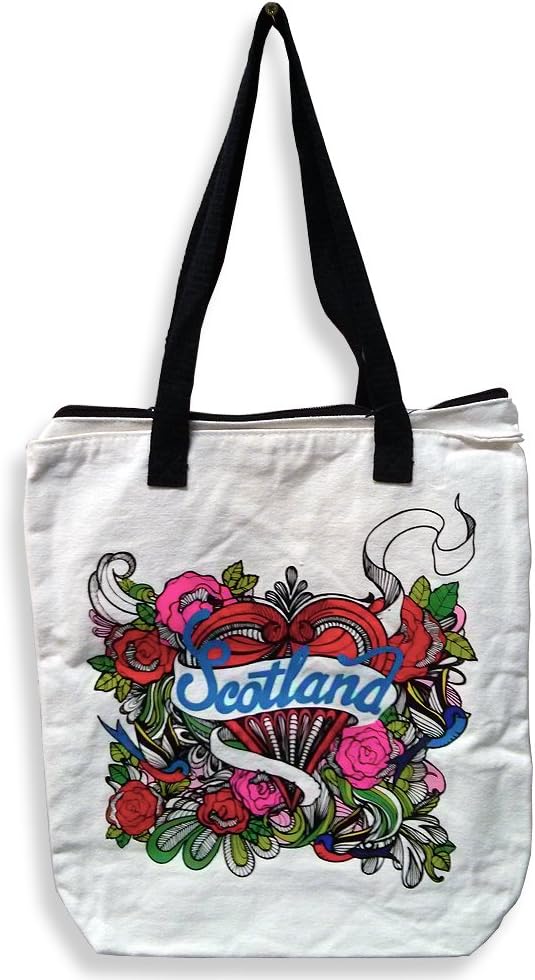This Is Scotland - Canvas Tote Bag - Saltire with Flowers