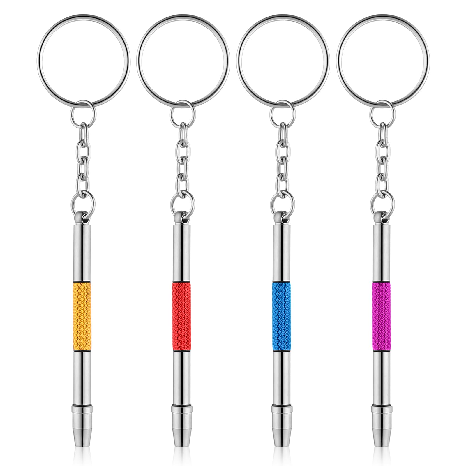 Nogeqi 4 Stück 4 In 1 Brillen Schraubenzieher, Schraubendreher für Brillen Reparaturset, Mini Schraubenzieher Brille, Brillenwerkzeug Set Klein, Brillenschrauben Screwdriver Schlüsselbund Drogerie & Körperpflege