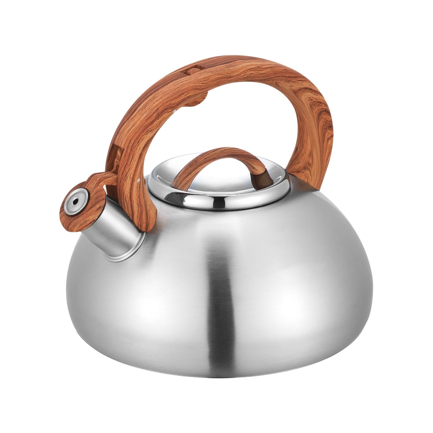 FLORINA Bollitore Acqua (2,5 l) I Bollitore per Tè in Acciaio Inox LORENZO I Bollitore con Fischio Automatico I Manico in Bakelite I Teiera Induzione I Adatto a Tutti i Tipi di Fornello I Argento