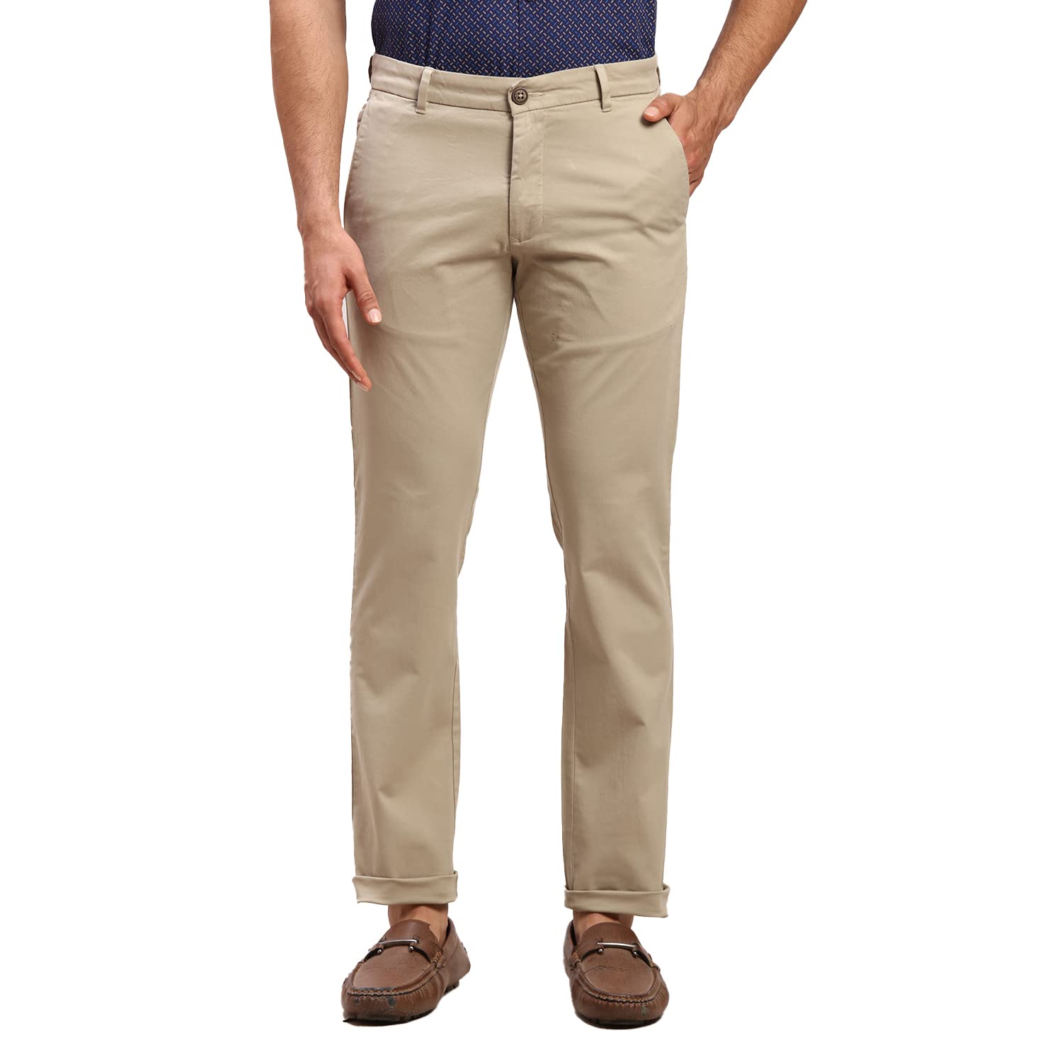 Men's Cotton Blend Rfd Overdyed Pattern Low Rise Tapered Fit Flat Front Casual Trouser-image-28