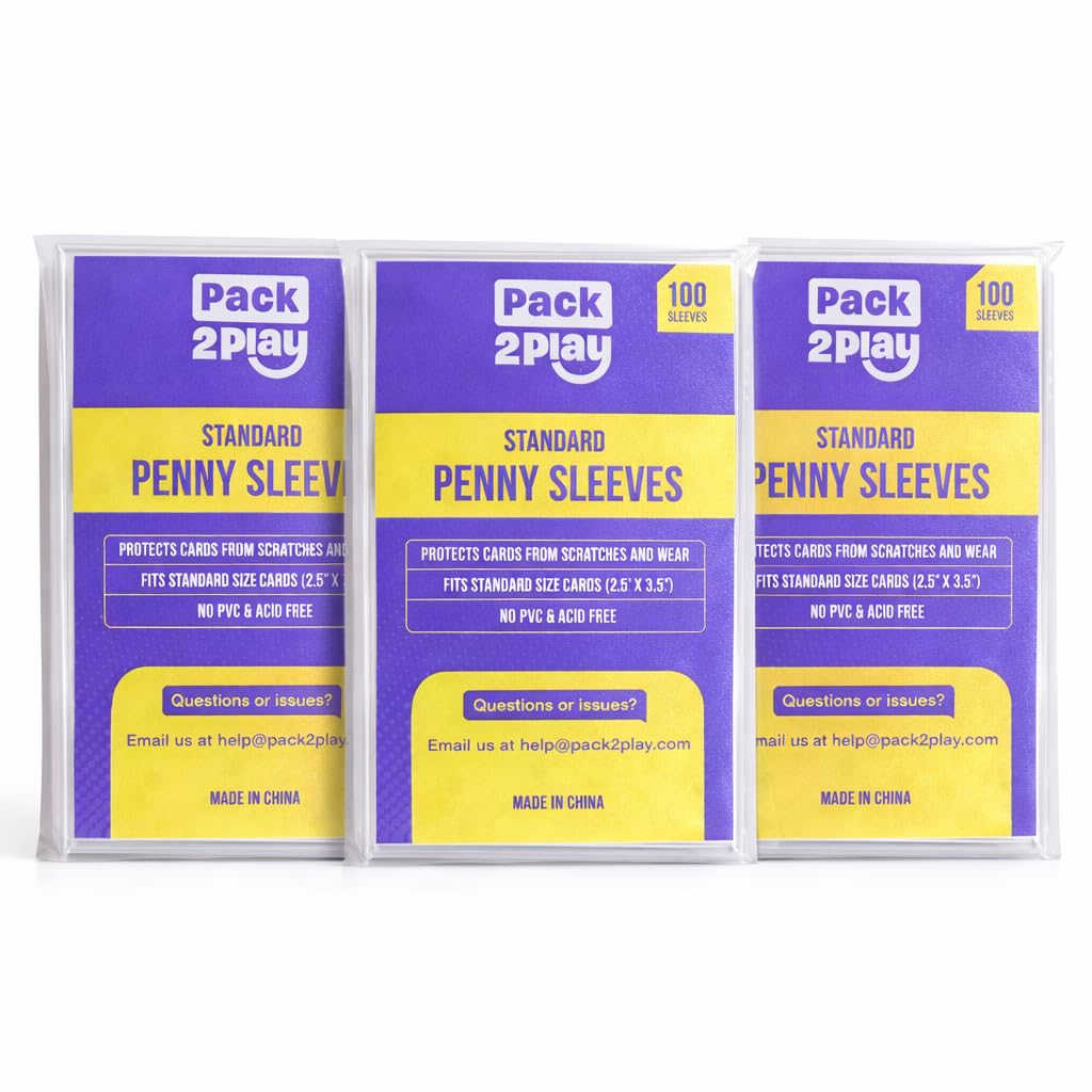 Standard Soft Card Sleeves - Pack2Play Penny Sleeves for Trading Cards Compatible with Sports and TCG Cards (3 Pack)