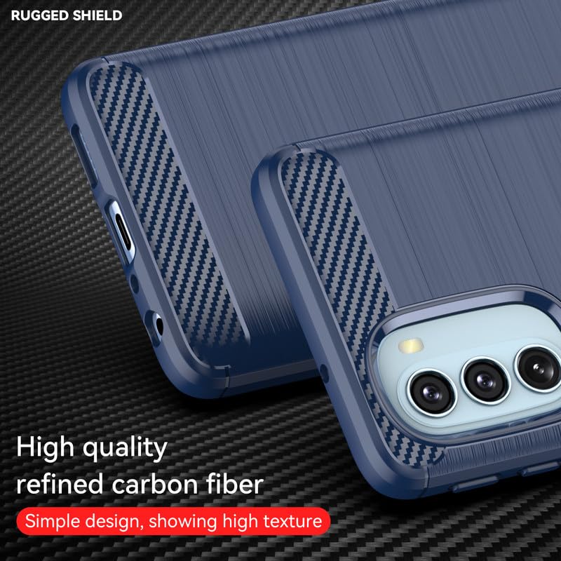 Image of Hybrid Carbon Fiber Back Case for Motorola Moto G51 (Blue)