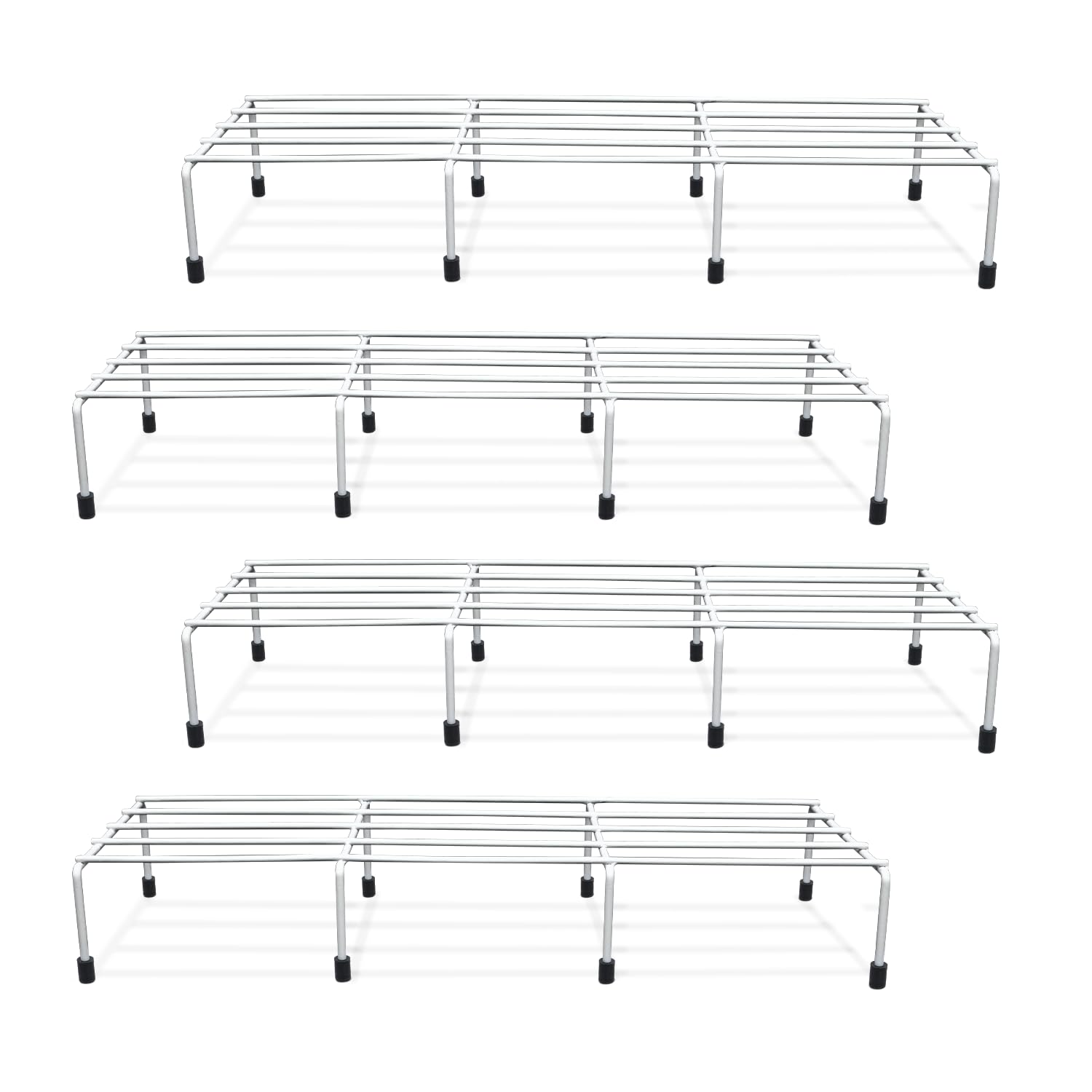 BonKaso Premium Rectangular Anti-Rust Metal Plant Stand Set (Pack of 4) - Stylish White Stands for Indoor, Outdoor, and Balcony Use discount deal